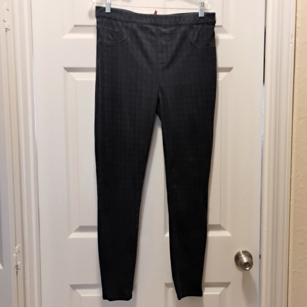 Spanx Plaid Ponte Skinny Pants Pull On Stretch Shaping XL Ankle Work